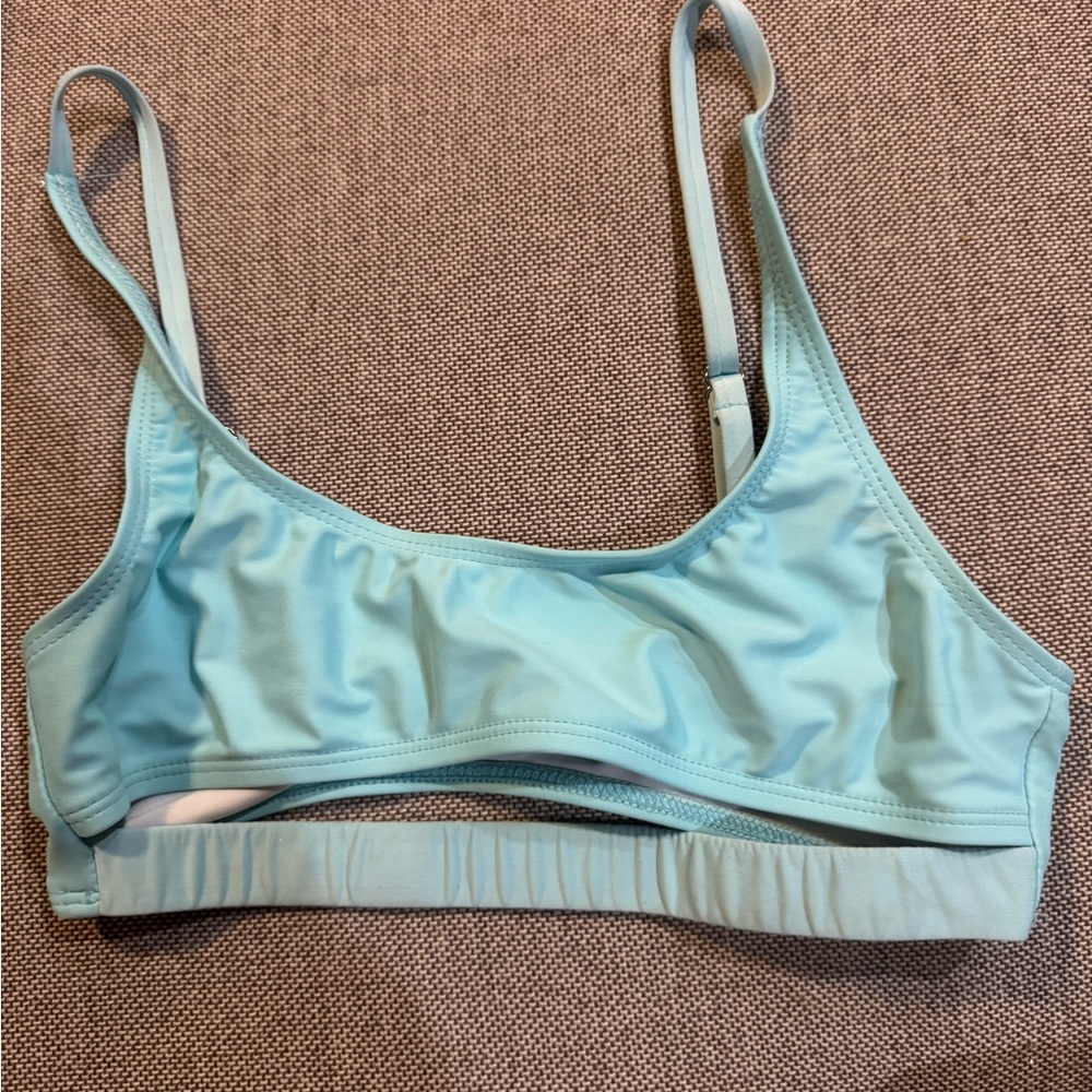 Light Blue Women's Underboob top + thong rave outfit